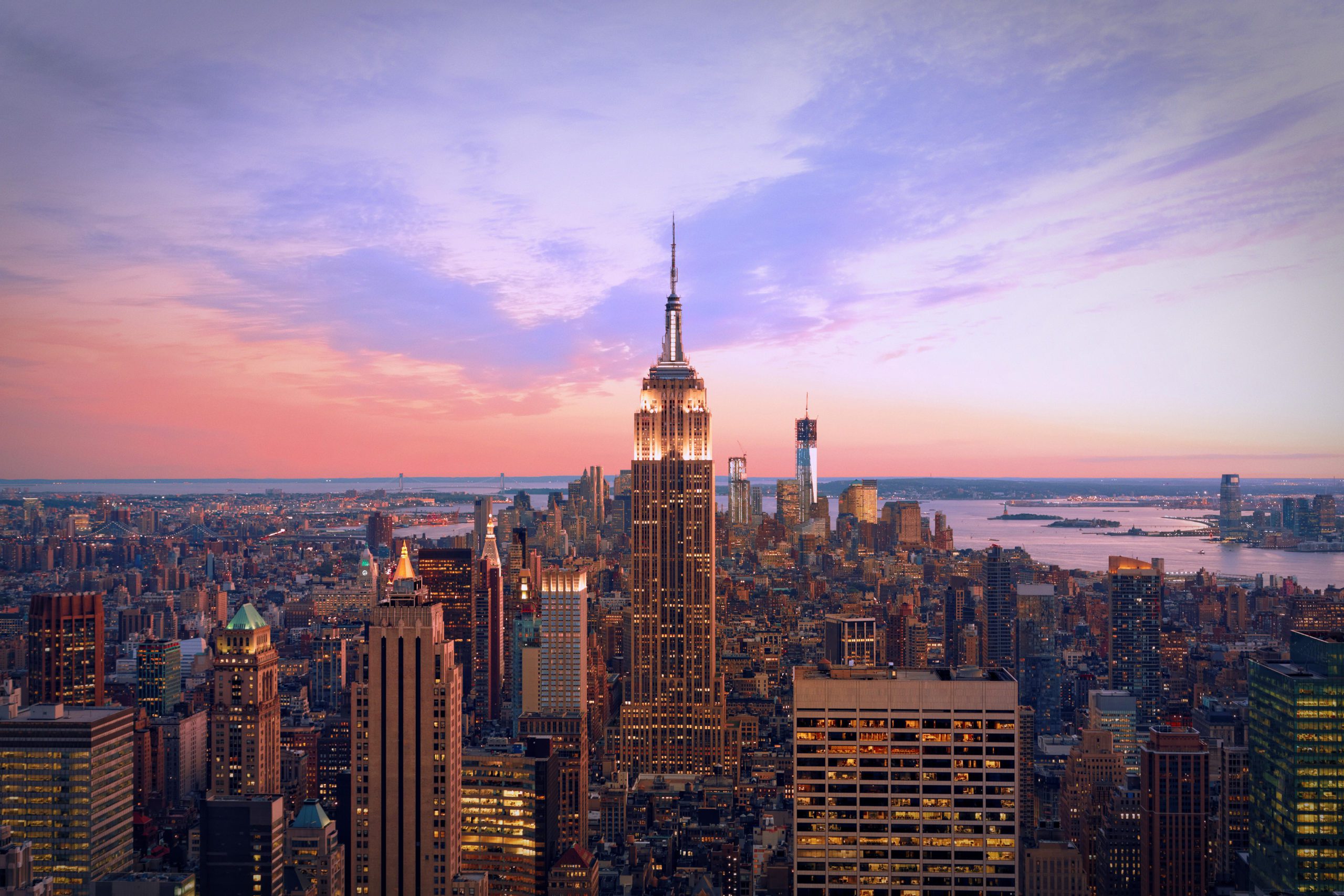 sunset new york city skyline