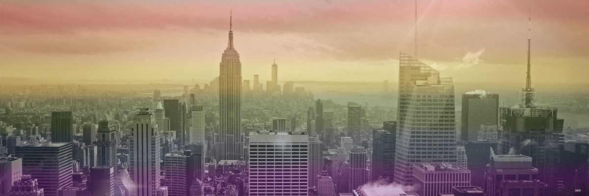Manhattan sunset with a rainbow gradient